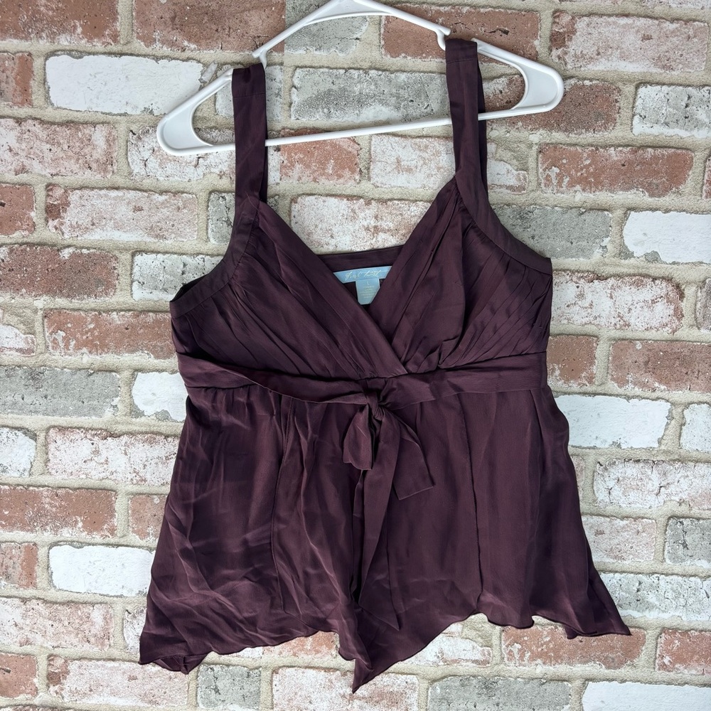 Y2K  Fresh Twist Handkerchief Hem Babydoll Tank Top Women's Large Purple Silk